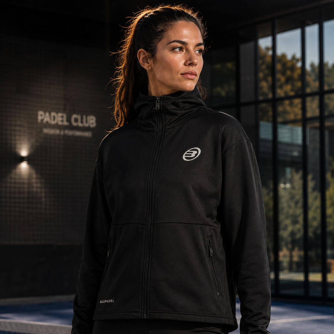 Sudadera Bullpadel Abada Negro Mujer